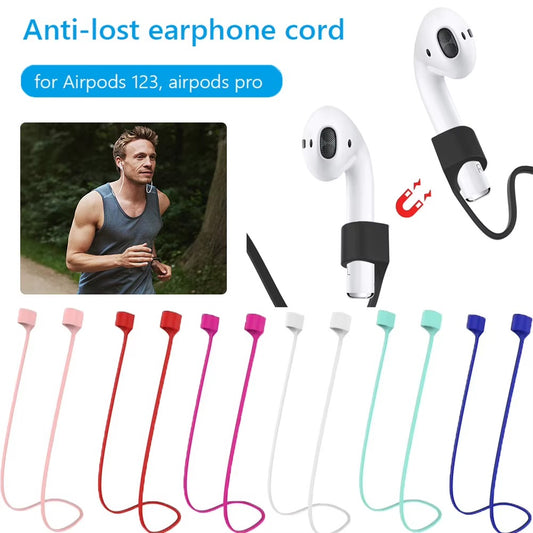 WHITE Wireless Magnetic Earphone Hanging Rope Cable For AirPods 3 2 1 Pro Anti Lost Silicone Cord Holder Cable Earphone Accessories