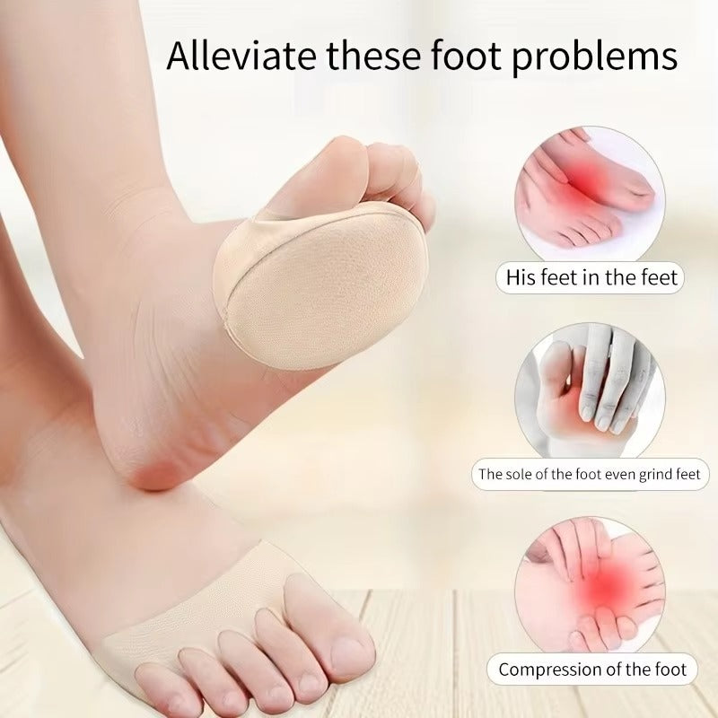 Women Five Toes Forefoot Pads High Heels Half Honeycomb Breathable Insoles Summer Thin Ice Silk Invisible Feet Care Socks Insert Color: Skin