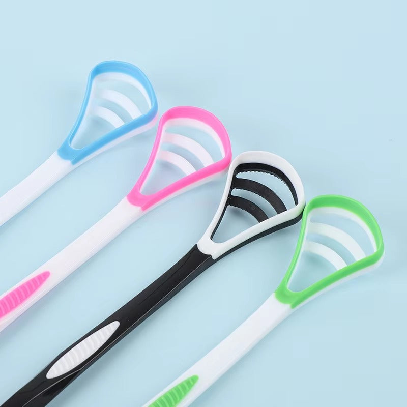 1PCS Silicone Tongue Scraper With Ergonomic Handle Double-sided Fresher Breath Tongue Cleaning Brush Oral Hygiene Tool Wholesale Color: Black