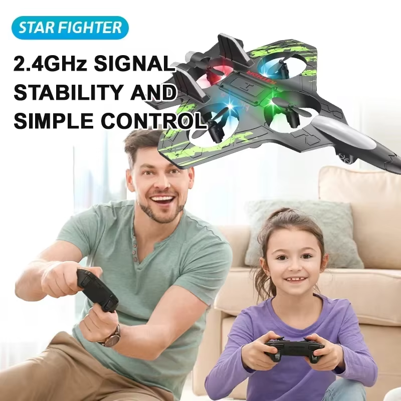 2.4G remote control fighter electric foam glider stunt tumbling UAV hovering helicopter with LED colorful lights aircraft model