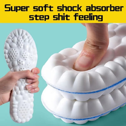 Sports Insoles for Shoes Women Men PU Sole Soft Breathable 4D Shock Absorption Cushion Running Orthopedic Care Insoles for Feet