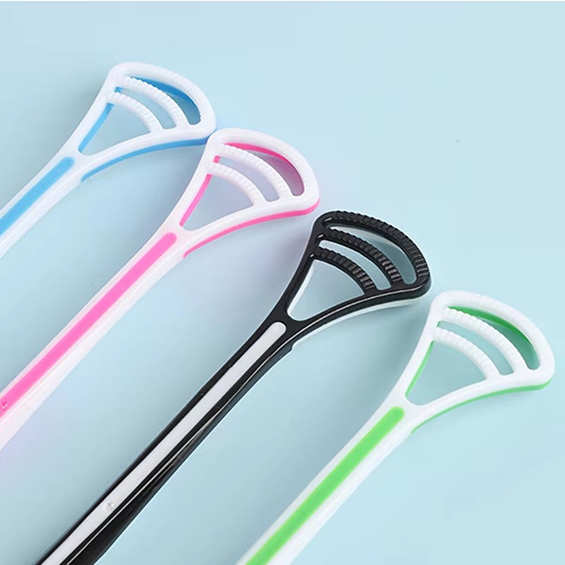 1PCS Silicone Tongue Scraper With Ergonomic Handle Double-sided Fresher Breath Tongue Cleaning Brush Oral Hygiene Tool Wholesale Color: Black