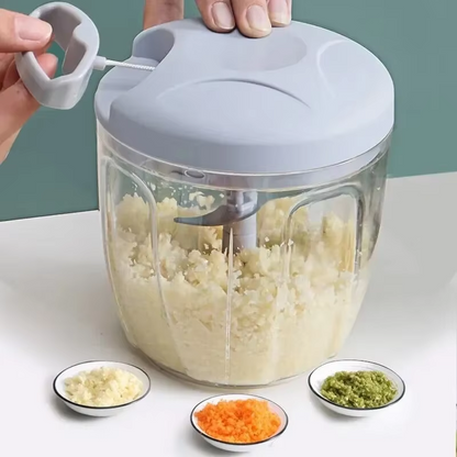 Home Kitchen Manual Ginger Grinder Garlic Mud Splasher Multifunctional Vegetable Cutter Handheld Meat Grinder Modern Minimalist 500ml 3 blade blue