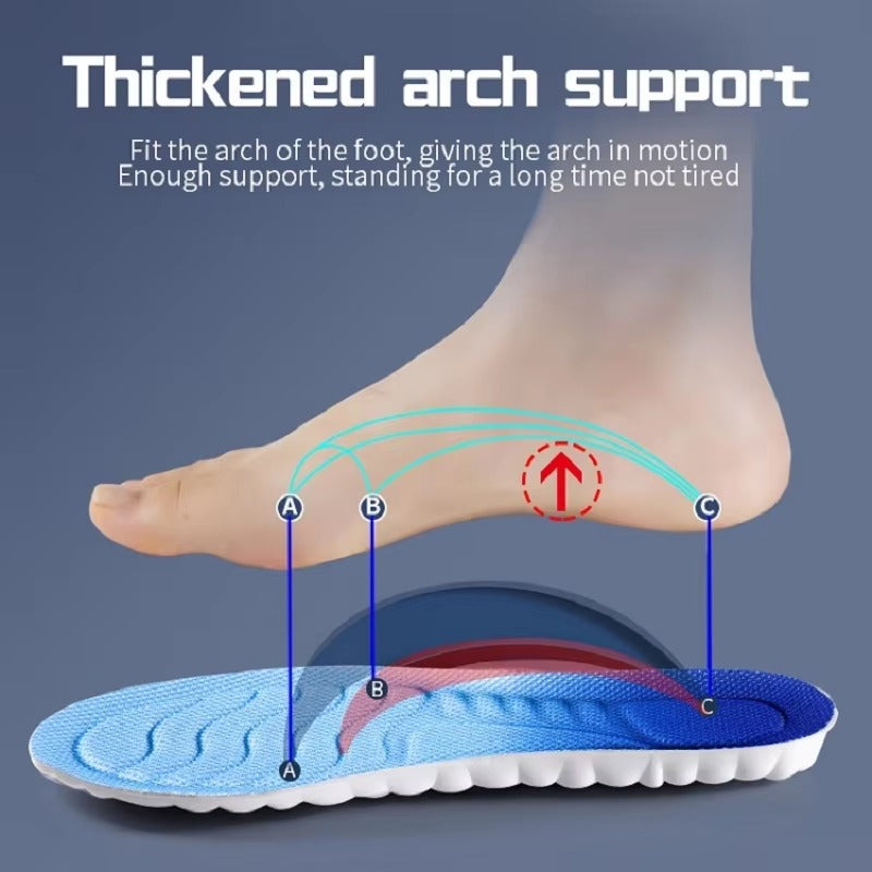 Sports Insoles for Shoes Women Men PU Sole Soft Breathable 4D Shock Absorption Cushion Running Orthopedic Care Insoles for Feet