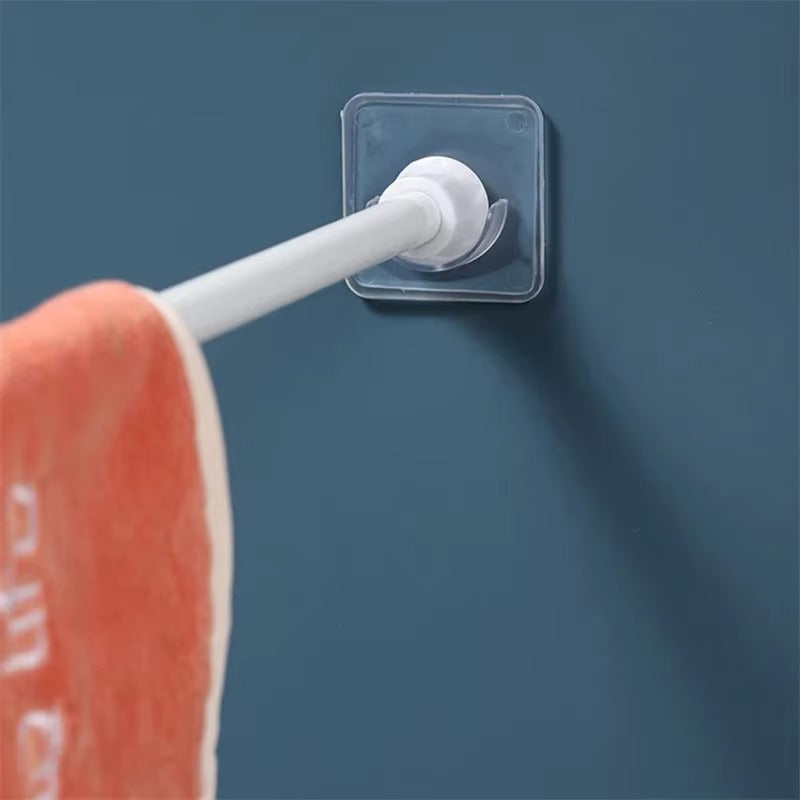 2Pcs Punch-free Household Telescopic Pole Support Sticker Nail-Free Adjustable Rod Holder Crossbar Wall Hooks Fixing Bracket