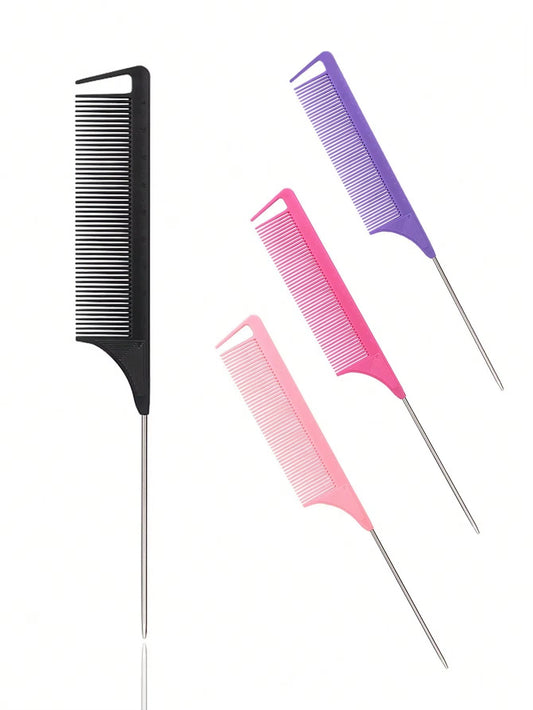 pink stainless steel pointed tail hair professional hair comb hair brush salon hair styling tool hair comb Special for real hair wigs