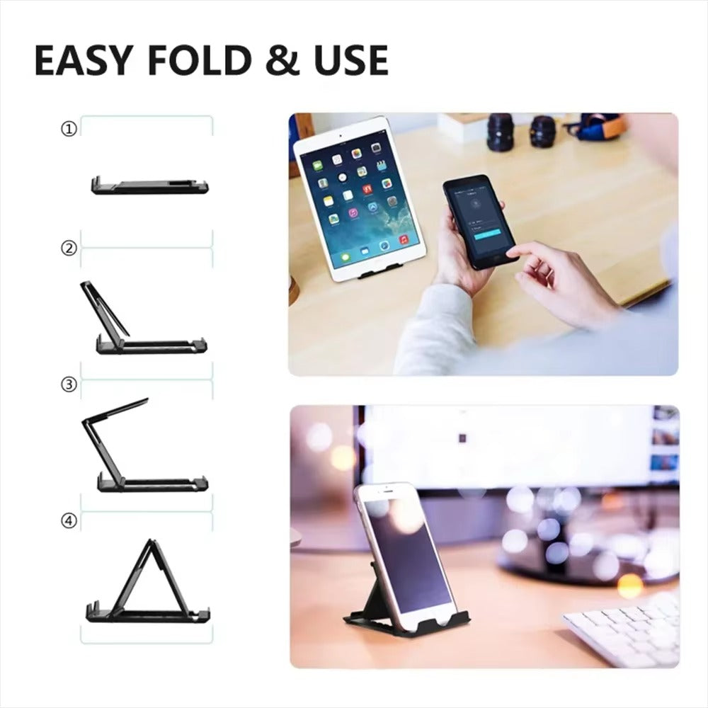 Black Table Phone Holder Bracket Adjustable Desktop Stand For Ipad IPhone Samsung Xiaomi Huawei Folding Universal Mobile Phone Stand