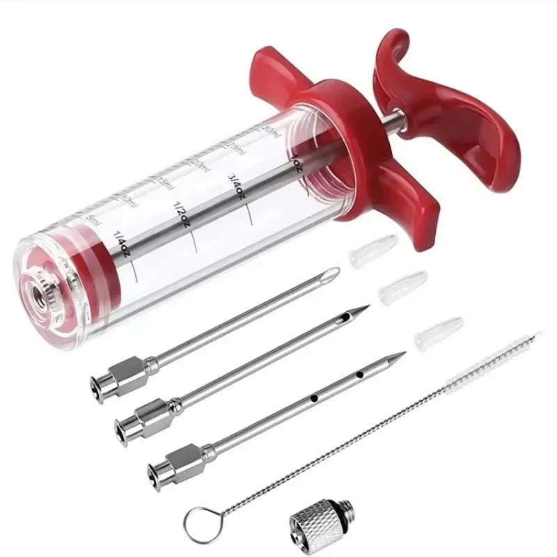 Meat Injector Syringe Marinade Flavor Injector with 3 Marinade Injector Needles for BBQ Grill Turkey Injector Kit Kitchen Tools