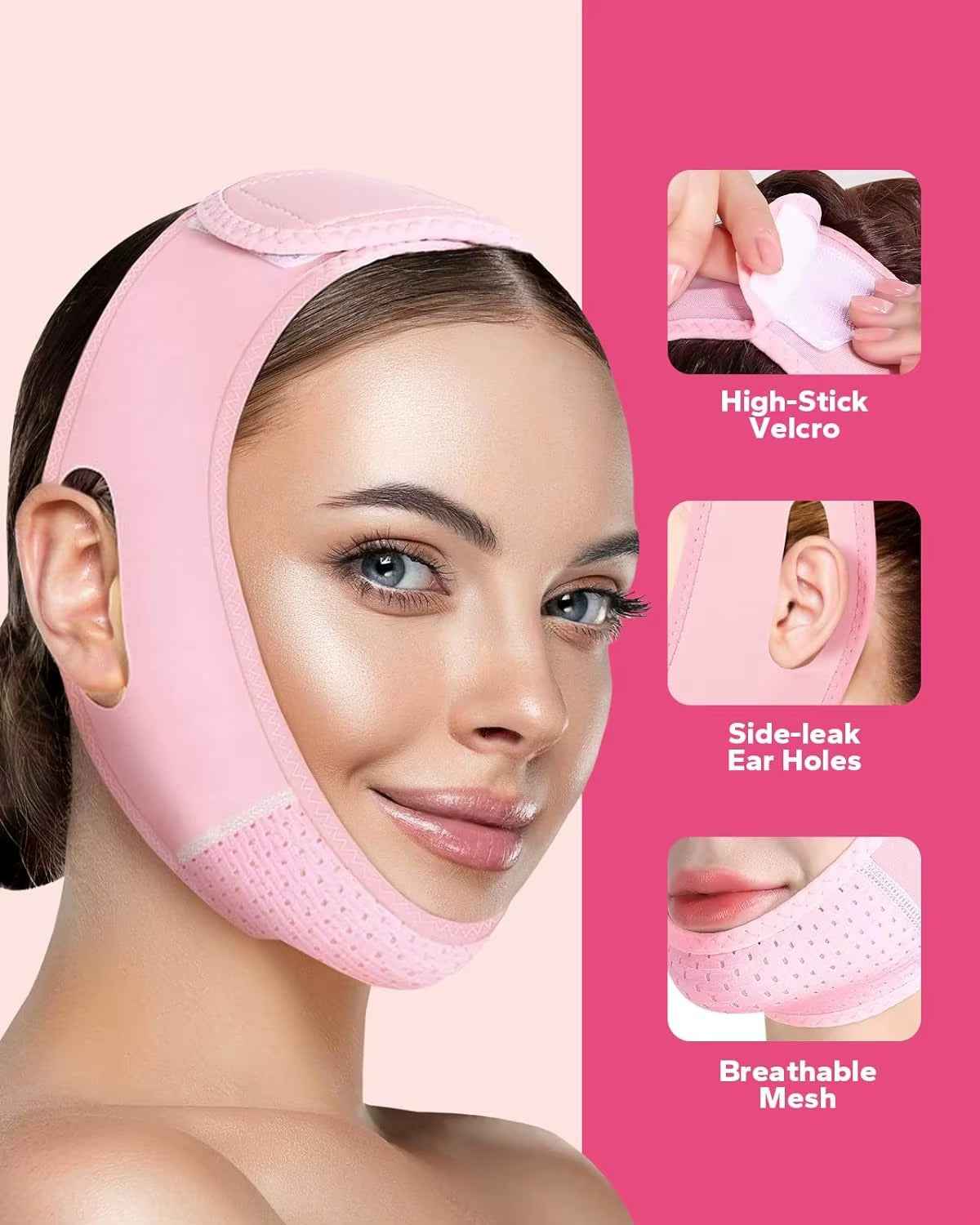 V-line face strap fastening detail