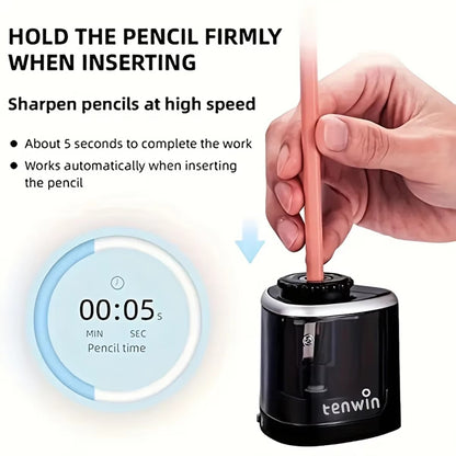 Black Electric Sharpener Assembly Desktop Automatic Pencil Sharpener Suitable To Pencils (6-8mm) for Students School Office Stationery