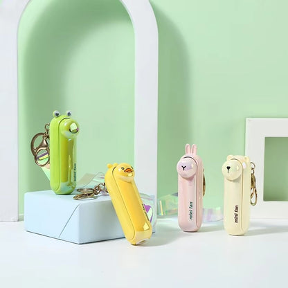 Green Cute Mini Fan Kipas Portable Hand Fold Bedside Office USB Charge Battery Table Desk Cooling Green
