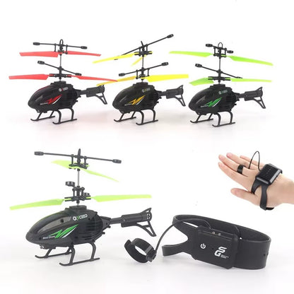Watch Wrist Hand Controlled Induction Aircraft Impact Resistant Helicopter with Lighting Rechargeable Mini RC Drone Color:Yellow