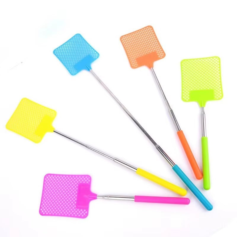 1/pcsMini Retractable Plastic Fly Swatter; Stainless Steel Non-slip Handle; Summer Mosquito Swatter; Fly Killer For Home Garden Color:1pc-Black