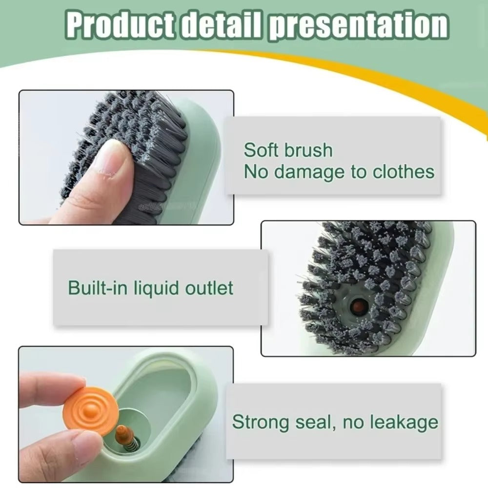 1Pcs Multifunction Cleaning Shoe Brush Soft Automatic Liquid Shoe Brush Long Handle Clothes Soap Brush with Hook Clean Tool