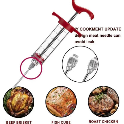 Meat Injector Syringe Marinade Flavor Injector with 3 Marinade Injector Needles for BBQ Grill Turkey Injector Kit Kitchen Tools