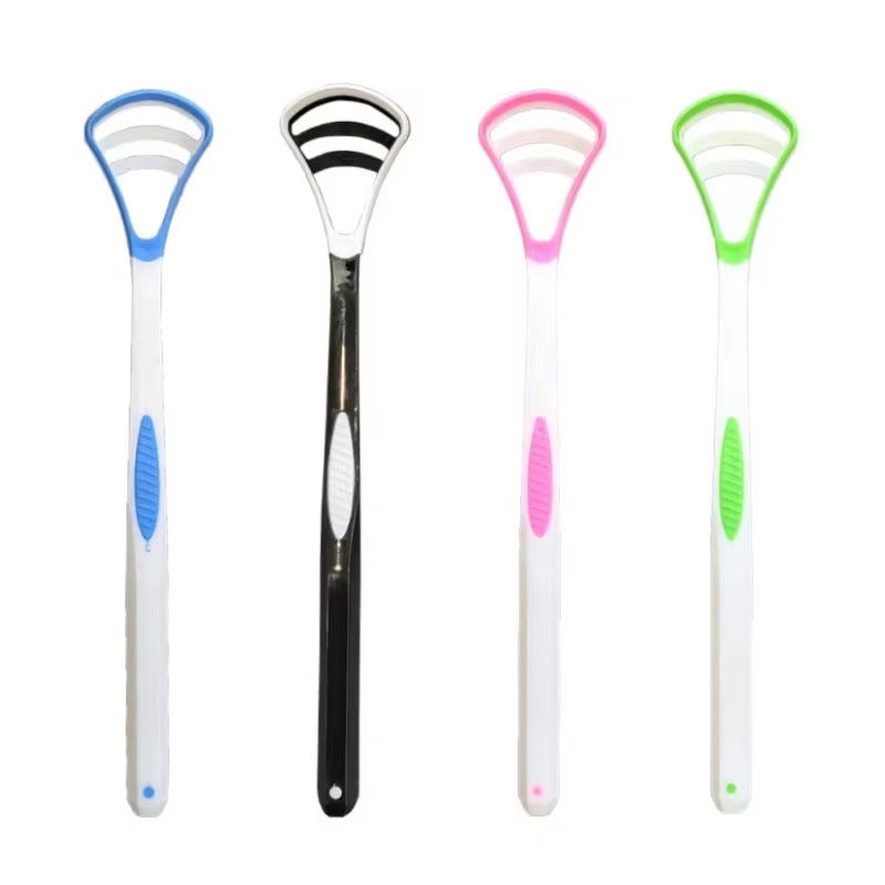 1PCS Silicone Tongue Scraper With Ergonomic Handle Double-sided Fresher Breath Tongue Cleaning Brush Oral Hygiene Tool Wholesale Color: Black