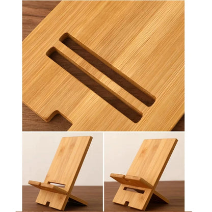 Desktop Bamboo Phone Holder Practical Wooden Smartphone Charging Stand Creative Lazy Multi-functional Stand