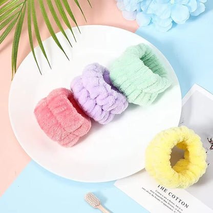 2PCS Reusable Spa Wrist Washband Soft Microfiber Towel Wristbands For Washing Face Women Girl Yoga Running Sport Wrist Sweatband Color: purple