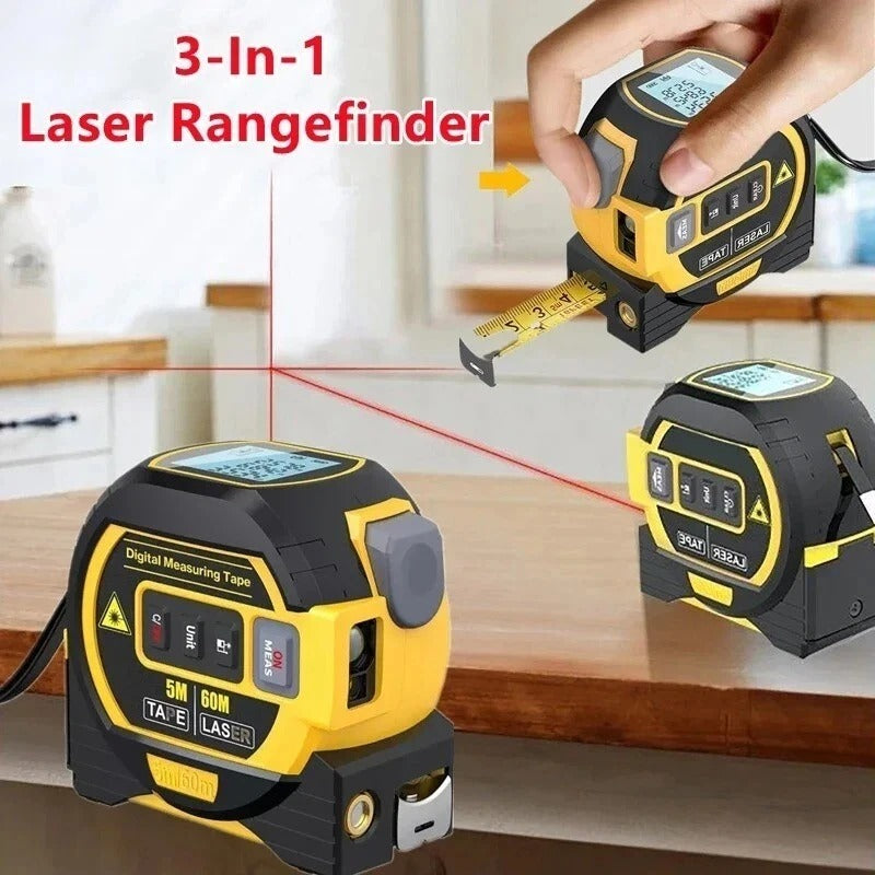3-in-1 Digital Measuring Tool with Laser Distance Meter & Tape Measure